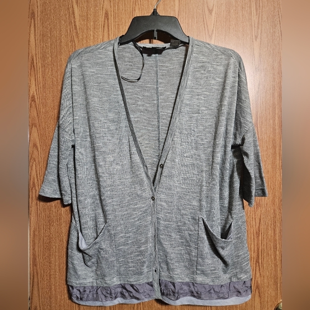 Miss Me Y2K Soho Half Button Gray Cardigan Fitted Sleeves Size Small Pockets!